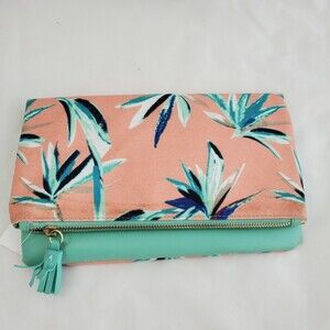 Rachel Pally Envelope Clutch Bag Tropical Floral Fold Over Green Summer Island